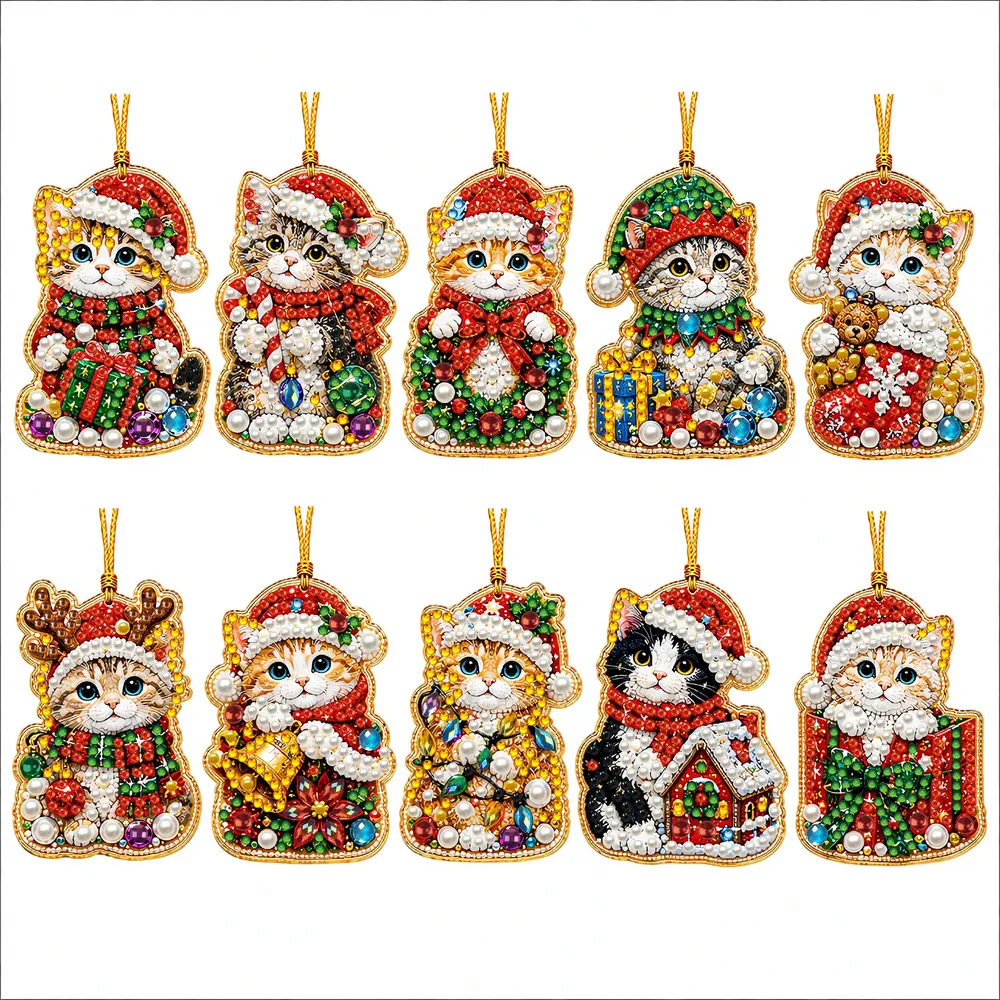 10 Diamantmalerei Weihnachtsanhänger Motive sortiert