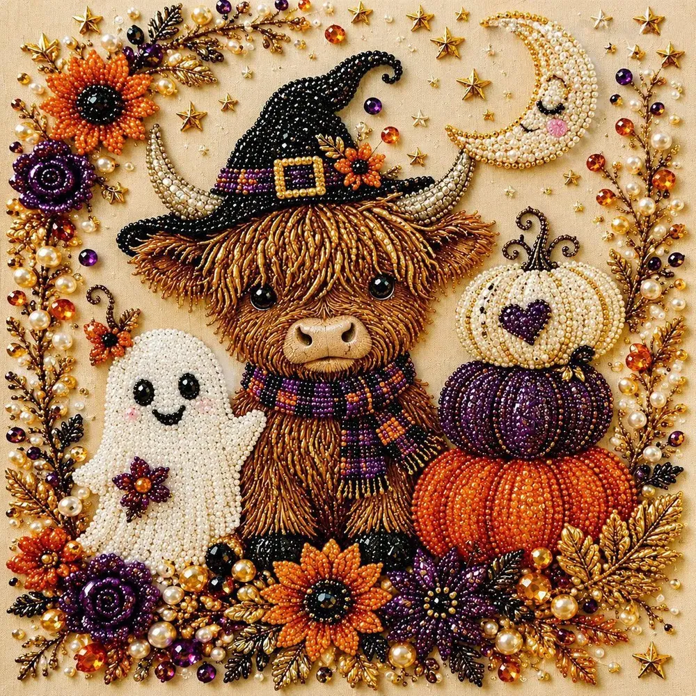 3D Diamantmalerei Set Halloween Geister und Kürbis