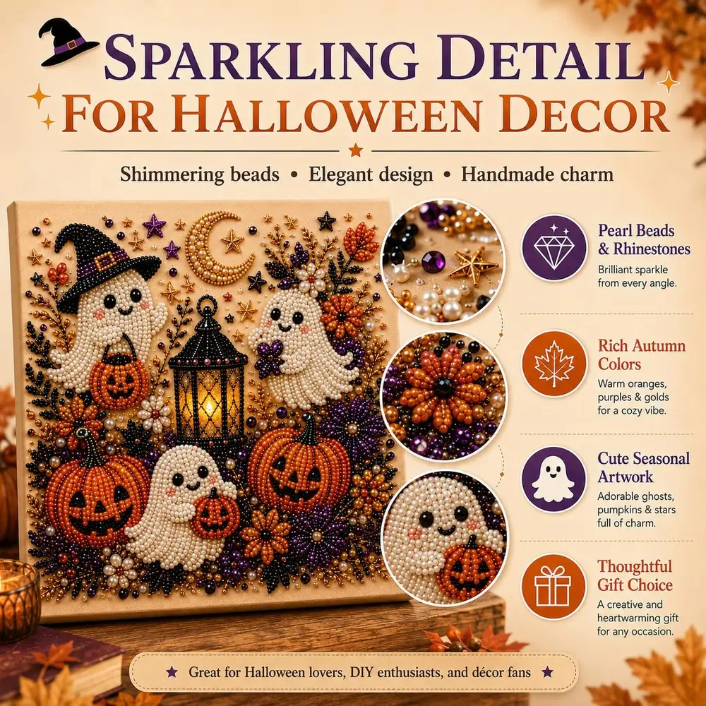 3D Diamantmalerei Set Halloween Geister und Kürbis