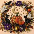 3D Diamantmalerei Set Halloween Geister und Kürbis – Farbe ZZHAyueliang
