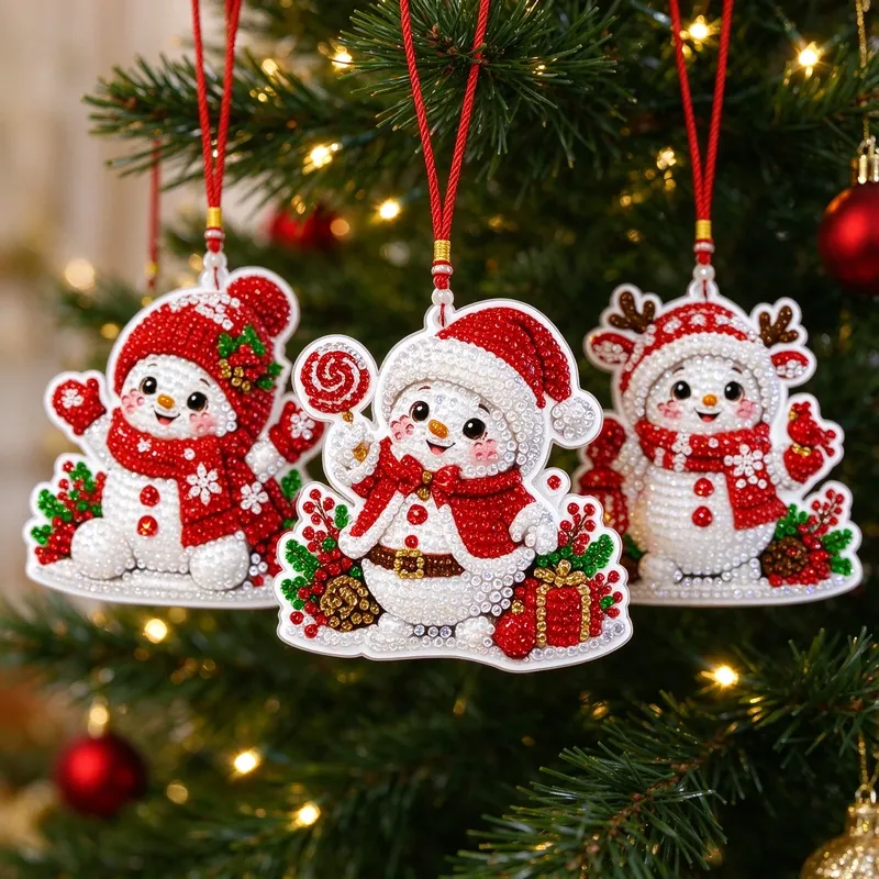 4er Set Diamantmalerei Baumschmuck für Weihnachten