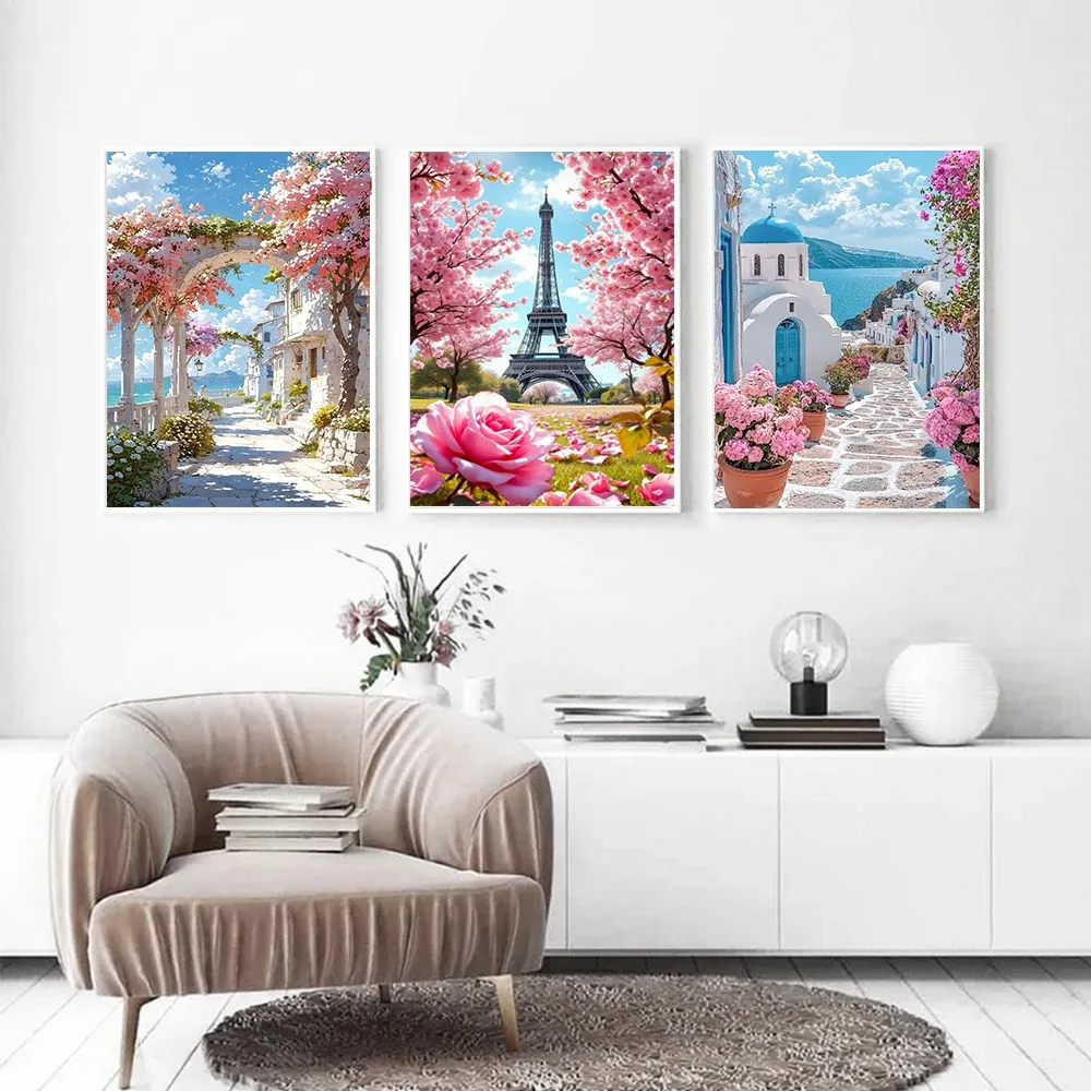 5D Diamantmalerei Europäische Architektur Landschaft mit Vollbohrern