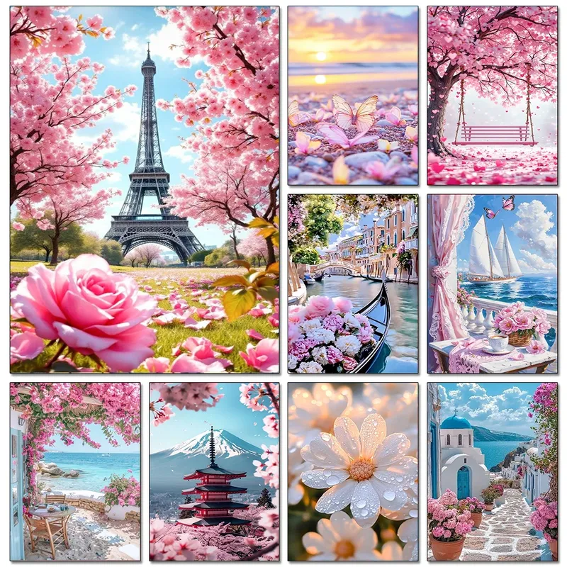 5D Diamantmalerei Europäische Architektur Landschaft mit Vollbohrern
