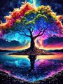 5D Diamantmalerei Fantasie Mond Baum Landschaft mit Vollbohrern – Farbe FDX1532