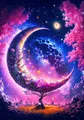 5D Diamantmalerei Fantasie Mond Baum Landschaft mit Vollbohrern – Farbe FDX1536