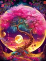 5D Diamantmalerei Fantasie Mond Baum Landschaft mit Vollbohrern – Farbe FDX1530