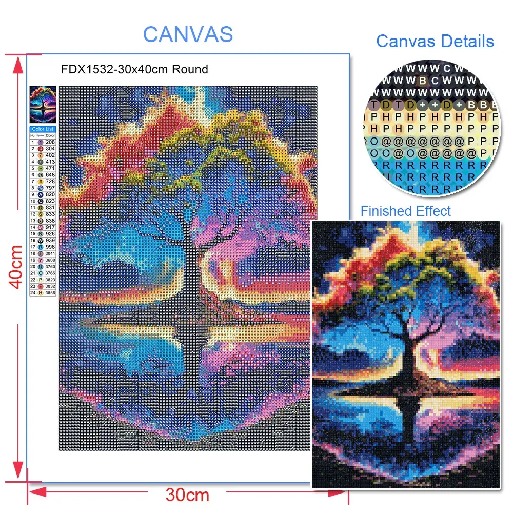 5D Diamantmalerei Fantasie Mond Baum Landschaft mit Vollbohrern