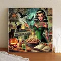 5D Diamantmalerei Hexe Katze 30 x 30 bis 50 x 50 cm – 3