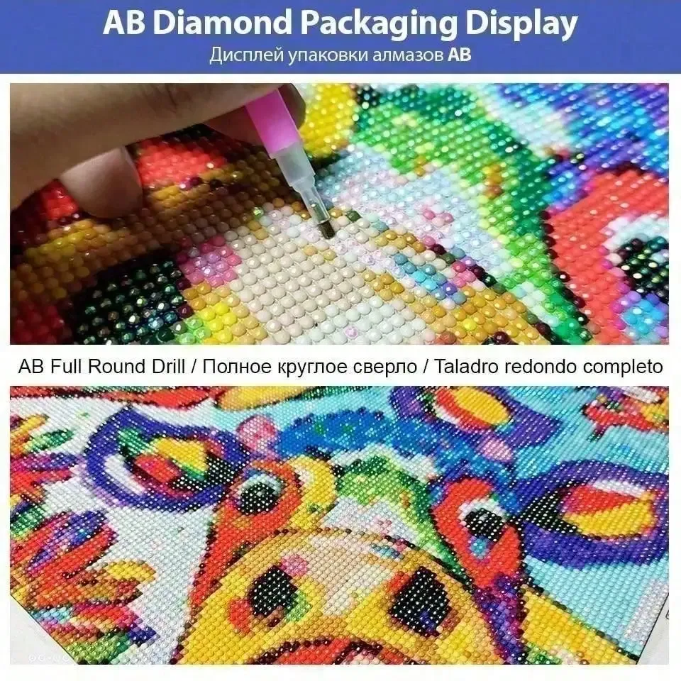 5D Diamantmalerei Hexe Katze 30 x 30 bis 50 x 50 cm
