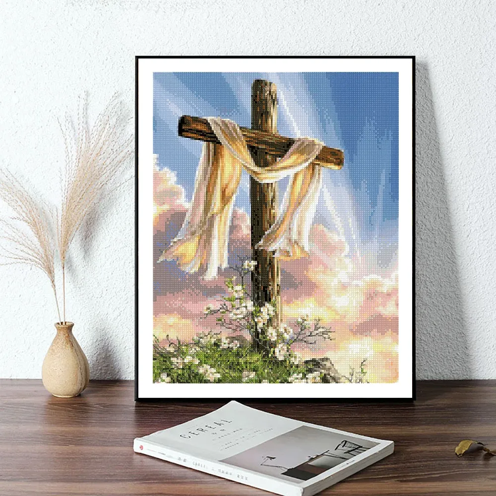 5D Diamantmalerei Jesus Kreuz religiöse Mosaik Heimdekoration Geschenk
