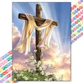 5D Diamantmalerei Jesus Kreuz religiöse Mosaik Heimdekoration Geschenk – Farbe XBG-1422