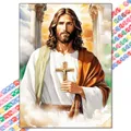 5D Diamantmalerei Jesus Kreuz religiöse Mosaik Heimdekoration Geschenk – Farbe XBG-1402