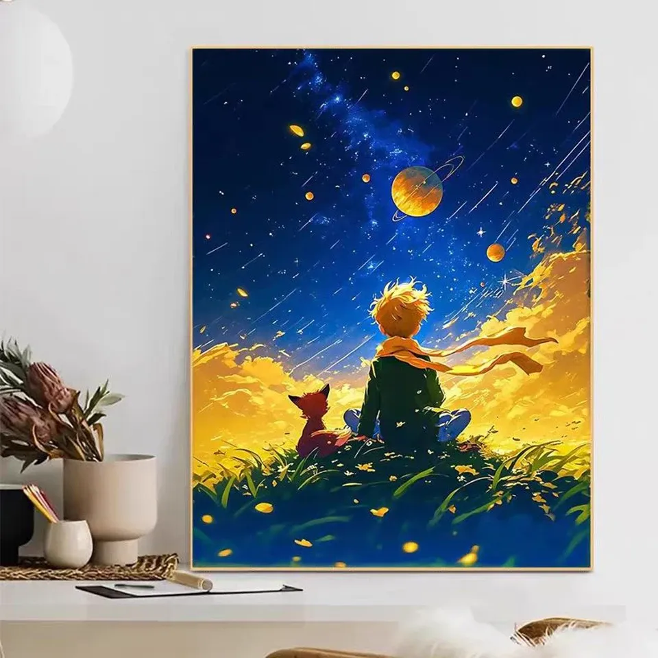 5D Diamantmalerei Junge Fuchs Sternenhimmel Mosaik Kreuzstich Kinderzimmer