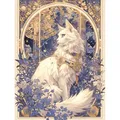 5D Diamantmalerei Katze Blume Tier Mosaik rund oder eckig 20-45cm – Farbe MX3712