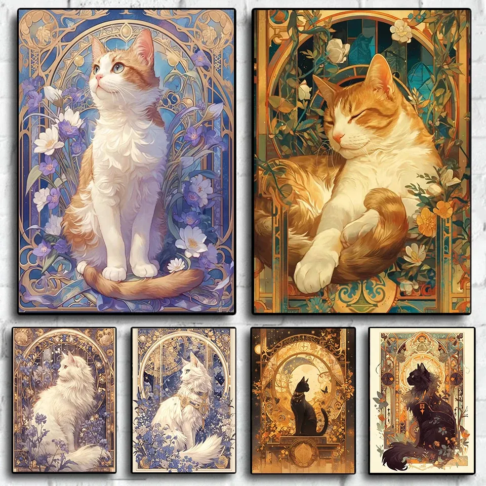 5D Diamantmalerei Katze Blume Tier Mosaik rund oder eckig 20-45cm