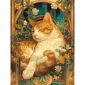 5D Diamantmalerei Katze Blume Tier Mosaik rund oder eckig 20-45cm – Farbe MX3710