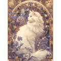 5D Diamantmalerei Katze Blume Tier Mosaik rund oder eckig 20-45cm – Farbe MX3711