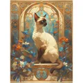 5D Diamantmalerei Katze Blume Tier Mosaik rund oder eckig 20-45cm – Farbe MX3717