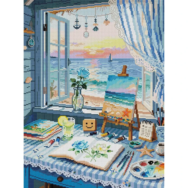 5D Diamantmalerei Meeresruhe Sommer Vollquadrat AB 45x60cm
