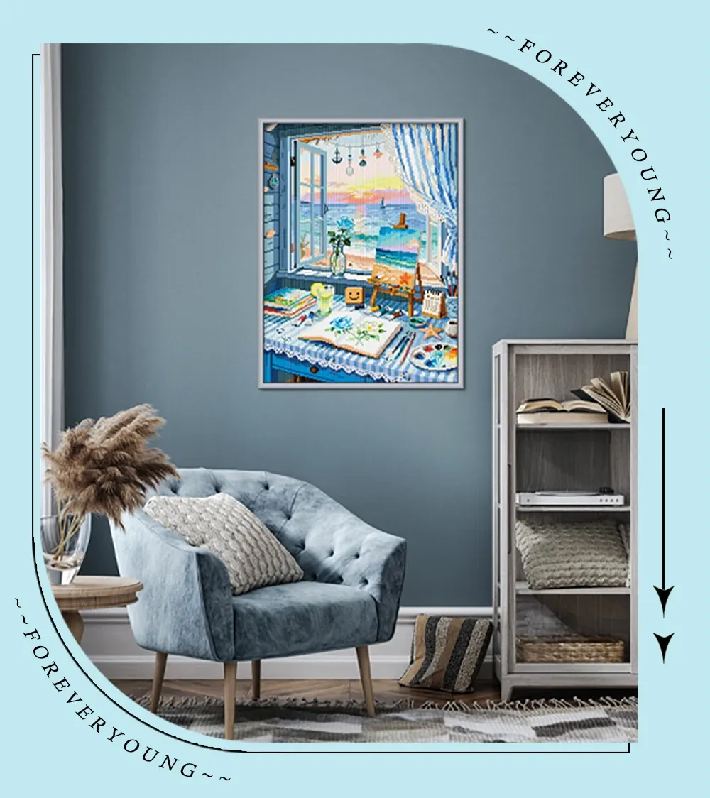 5D Diamantmalerei Meeresruhe Sommer Vollquadrat AB 45x60cm