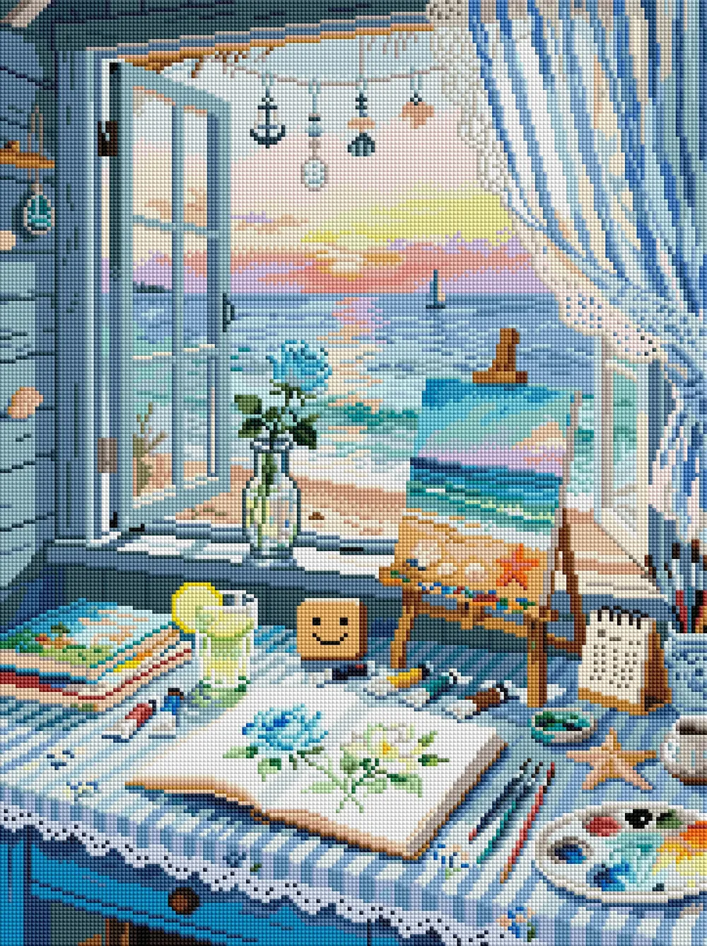 5D Diamantmalerei Meeresruhe Sommer Vollquadrat AB 45x60cm