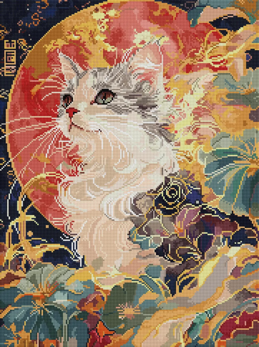 5D Diamantmalerei Mondlicht Katzenflüstern Vollquadrat AB 45x60cm