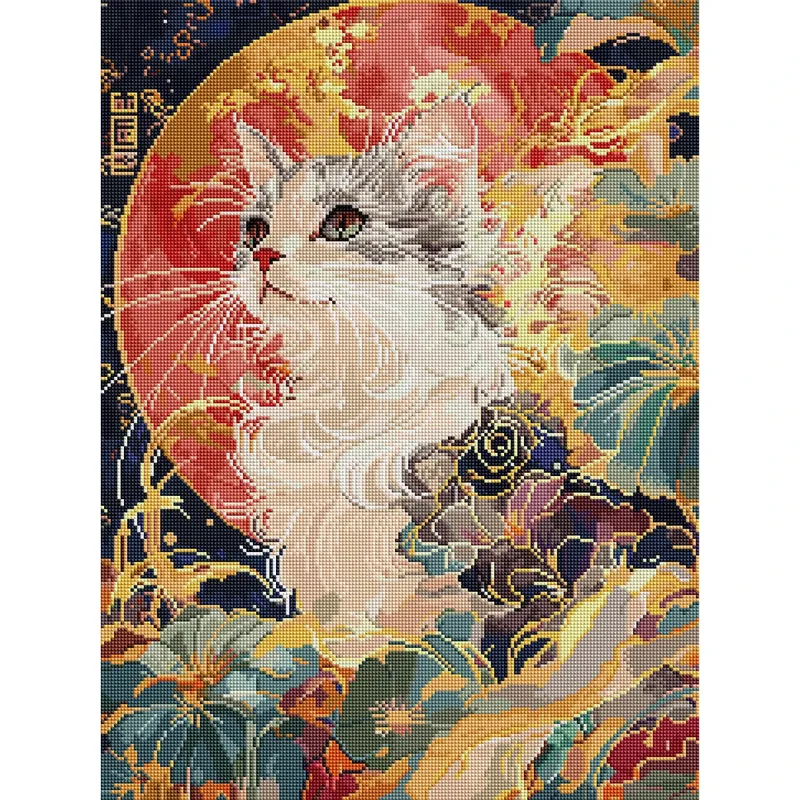 5D Diamantmalerei Mondlicht Katzenflüstern Vollquadrat AB 45x60cm