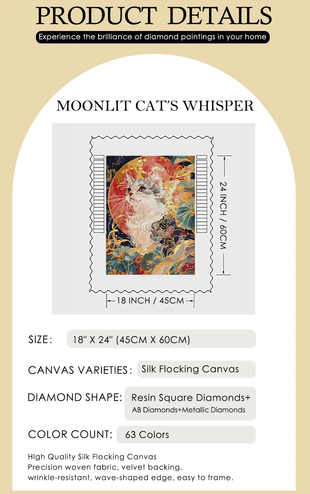 5D Diamantmalerei Mondlicht Katzenflüstern Vollquadrat AB 45x60cm