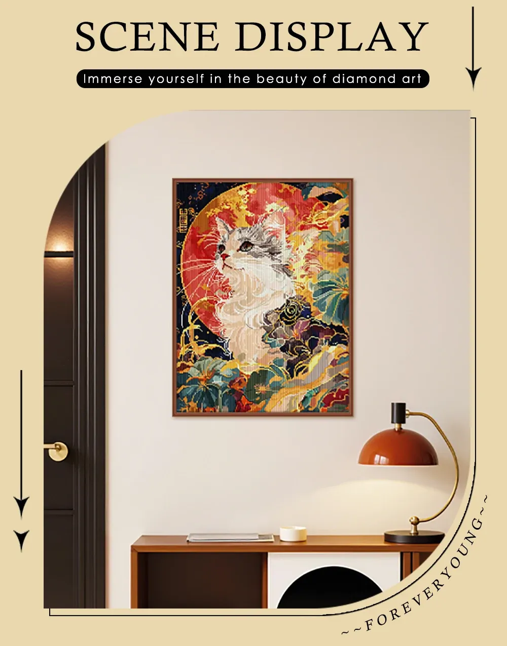 5D Diamantmalerei Mondlicht Katzenflüstern Vollquadrat AB 45x60cm