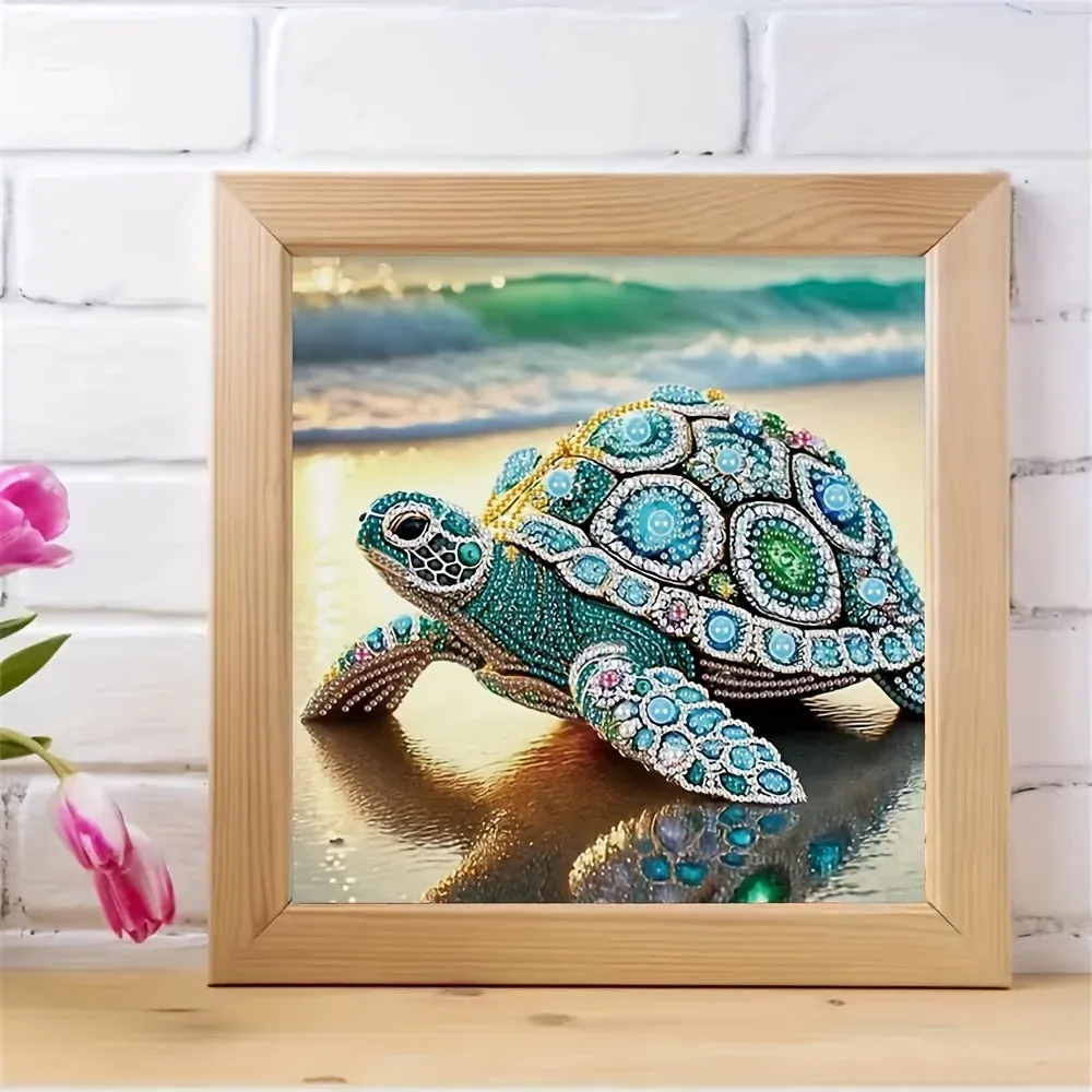 5D Diamantmalerei Schildkröte Alien Kristall Wanddeko 30x30cm