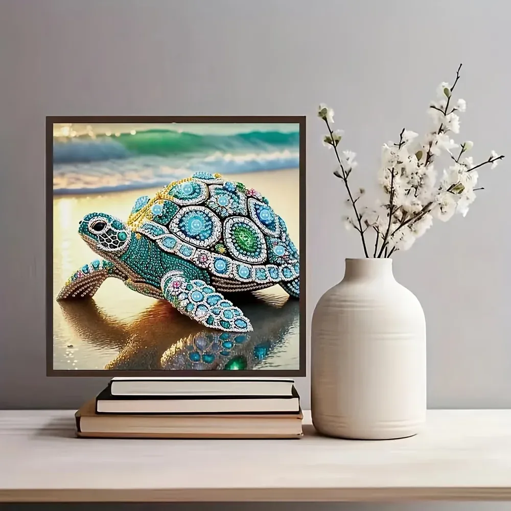 5D Diamantmalerei Schildkröte Alien Kristall Wanddeko 30x30cm