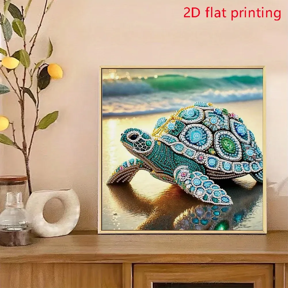 5D Diamantmalerei Schildkröte Alien Kristall Wanddeko 30x30cm