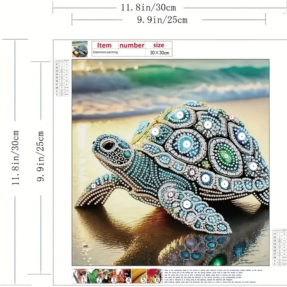 5D Diamantmalerei Schildkröte Alien Kristall Wanddeko 30x30cm