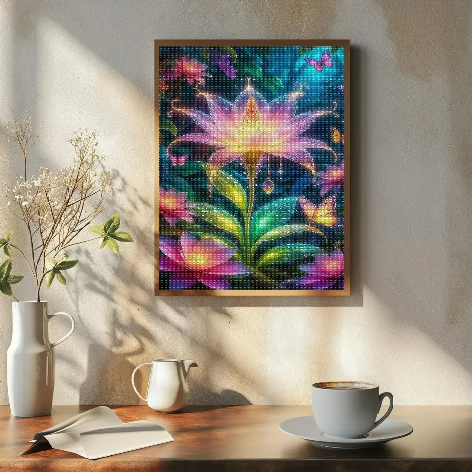 5D Diamantmalerei Schloss Blumen Wohnzimmerdekoration für Erwachsene