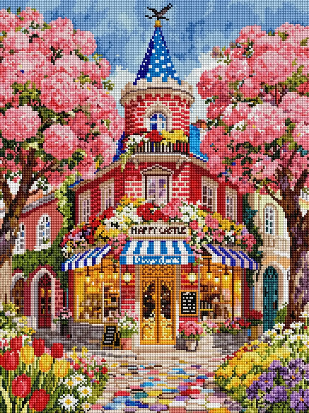 5D Diamantmalerei Schloss Glücklich Vollquadrat AB 45x60cm