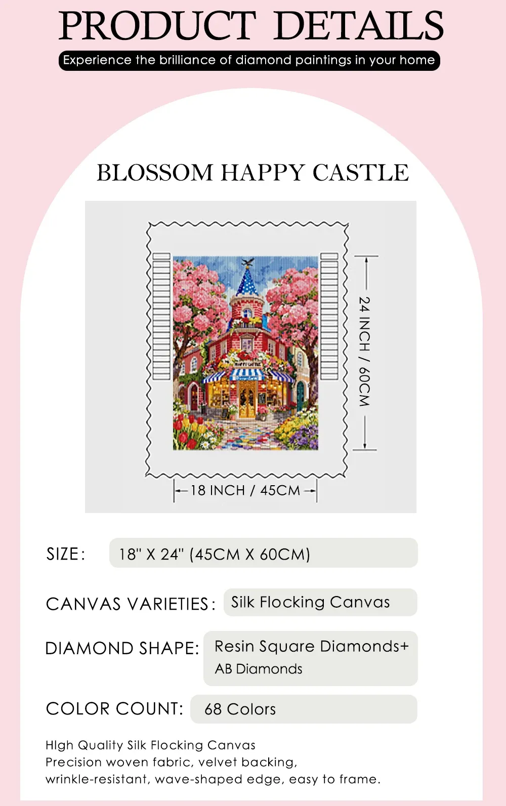 5D Diamantmalerei Schloss Glücklich Vollquadrat AB 45x60cm