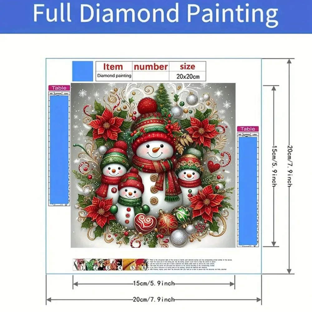 5D Diamantmalerei Set Weihnachts Schneemann mit Vollbohrern