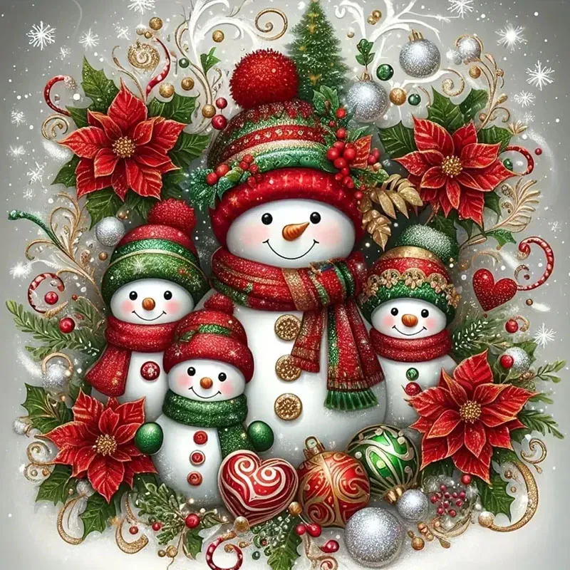 5D Diamantmalerei Set Weihnachts Schneemann mit Vollbohrern