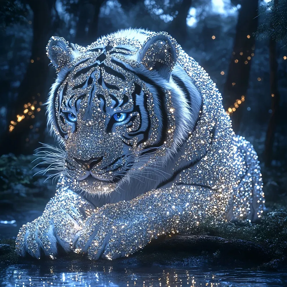 5D Diamantmalerei Wald Tiger mit Vollbohrern