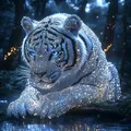 5D Diamantmalerei Wald Tiger mit Vollbohrern – Farbe WEISS