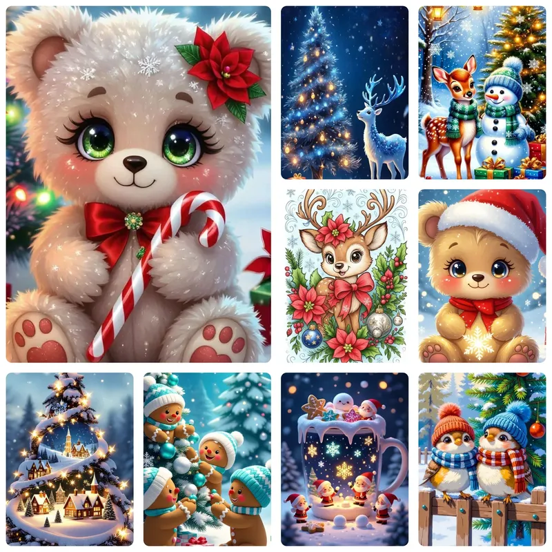 5D Diamantmalerei Wintertiere 20 x 25 bis 50 x 70 cm