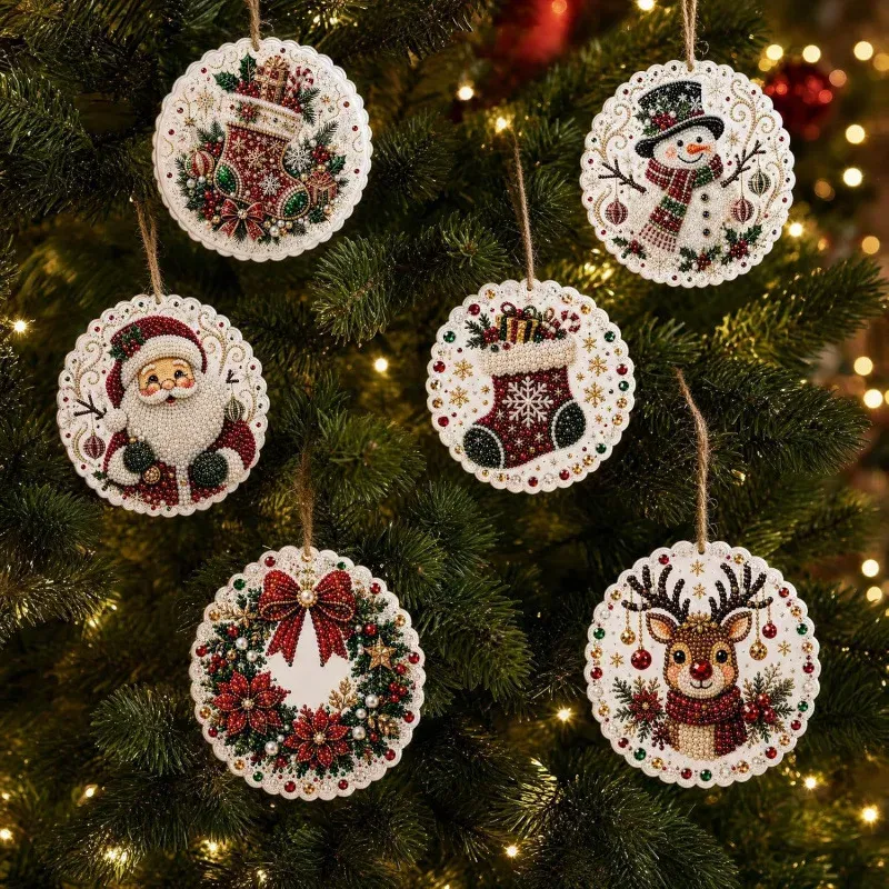 6-teiliges 5D Diamantmalerei Set Weihnachtsornamente