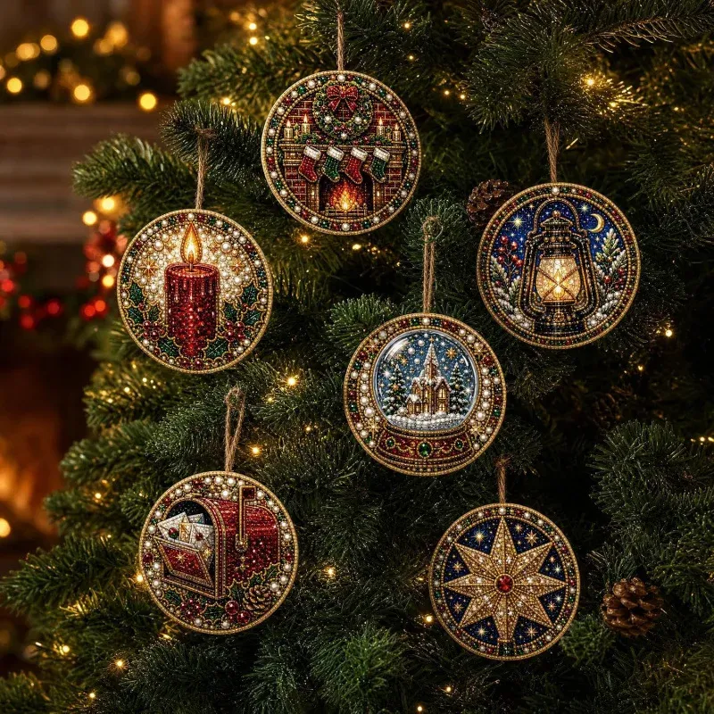 6-teiliges 5D Diamantmalerei Set Weihnachtsornamente
