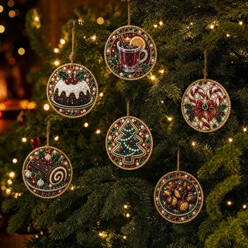 6-teiliges 5D Diamantmalerei Set Weihnachtsornamente