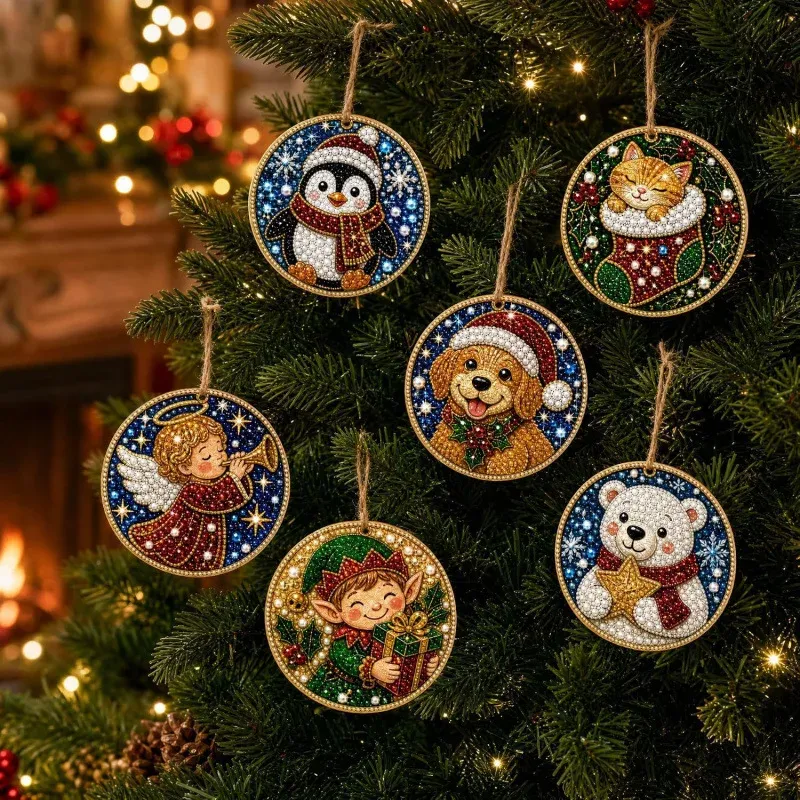 6-teiliges 5D Diamantmalerei Set Weihnachtsornamente