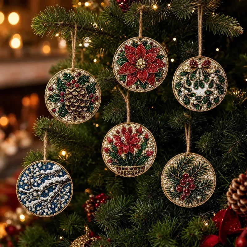 6-teiliges 5D Diamantmalerei Set Weihnachtsornamente