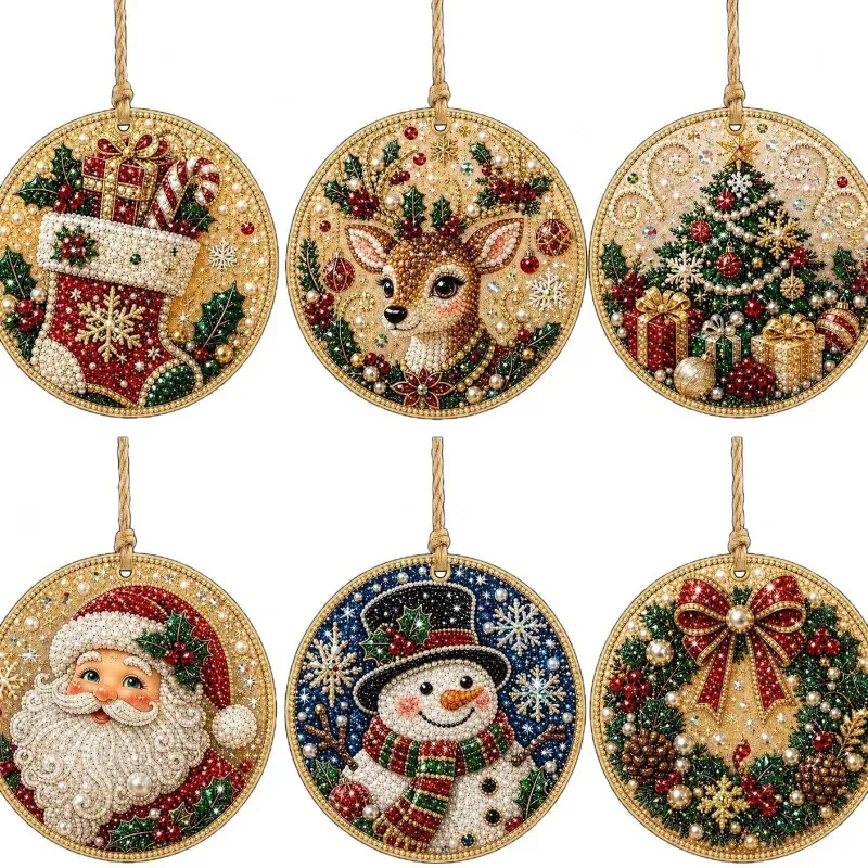 6-teiliges 5D Diamantmalerei Set Weihnachtsornamente