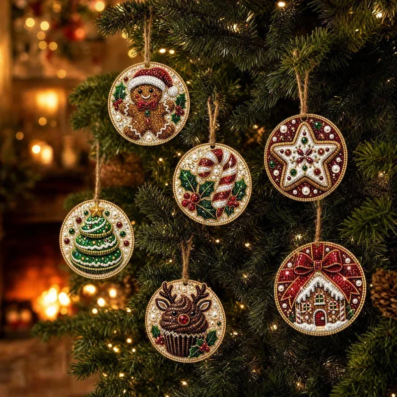 6-teiliges 5D Diamantmalerei Set Weihnachtsornamente