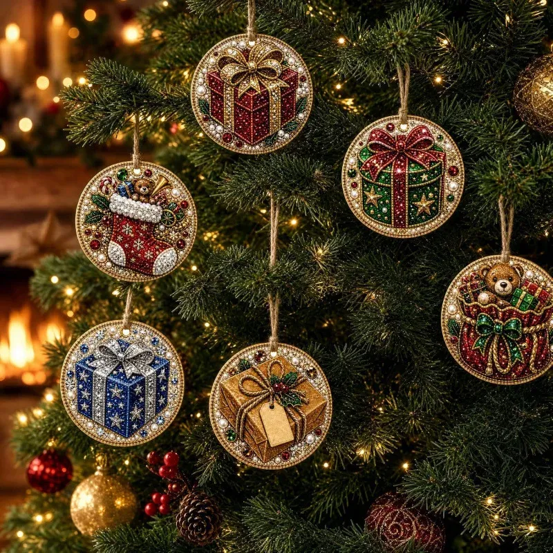 6-teiliges 5D Diamantmalerei Set Weihnachtsornamente