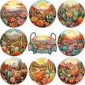 8er Set Diamantmalerei Untersetzer Lotus Muster für Erwachsene – Farbe BD217